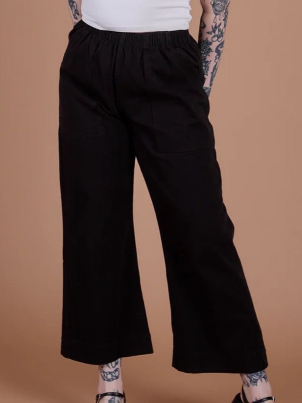 Big Bud Press Action Pants 100% Organic Cotton Elastic Waist Basic Black Medium